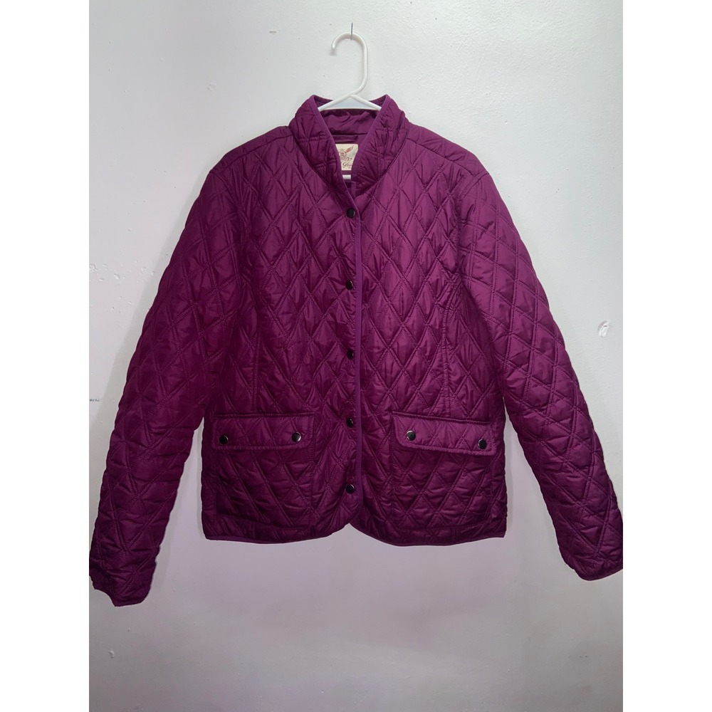 Faded Glory Quilted Barn Jacket Berry Purple Diamond Stitch Gorpcore Women's XL - Picture 2 of 6